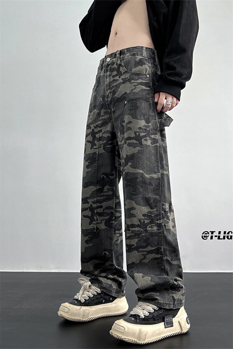 秋季美式ins高街hiphop迷彩水洗伐木裤工装货号K2312P55,男装牛仔裤,电商A063