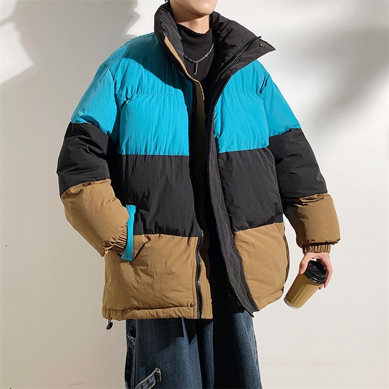 港风2026新品冬季宽松情侣装撞色棉衣棉服冬装加厚外套D007-P90,男装棉衣,星座717