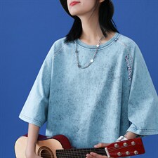 2021中性风牛仔纯棉t恤男潮流时尚T恤A210-A8332-P45，男装T恤，星座210-3