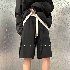 CP1147-P26设计感运动短裤男生高街夏季宽松阔腿休闲五分裤，男装牛仔裤，电商B323A