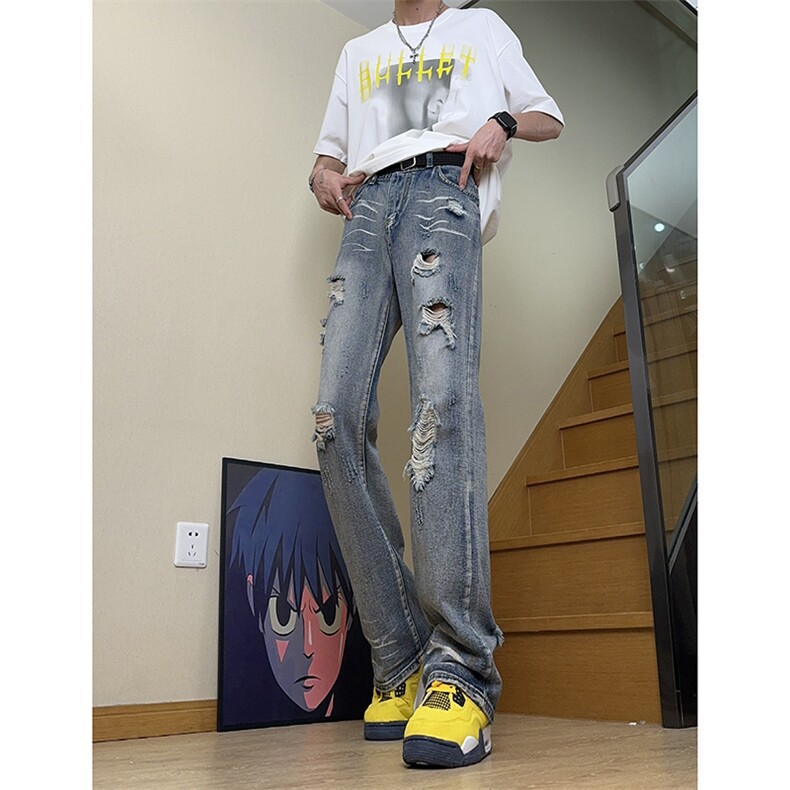 美式高街ins小众破洞牛仔裤货号K755P6578图片