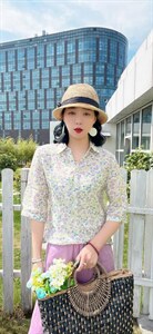 夏季新款欧洲站洋气卡通小人头衬衫图片
