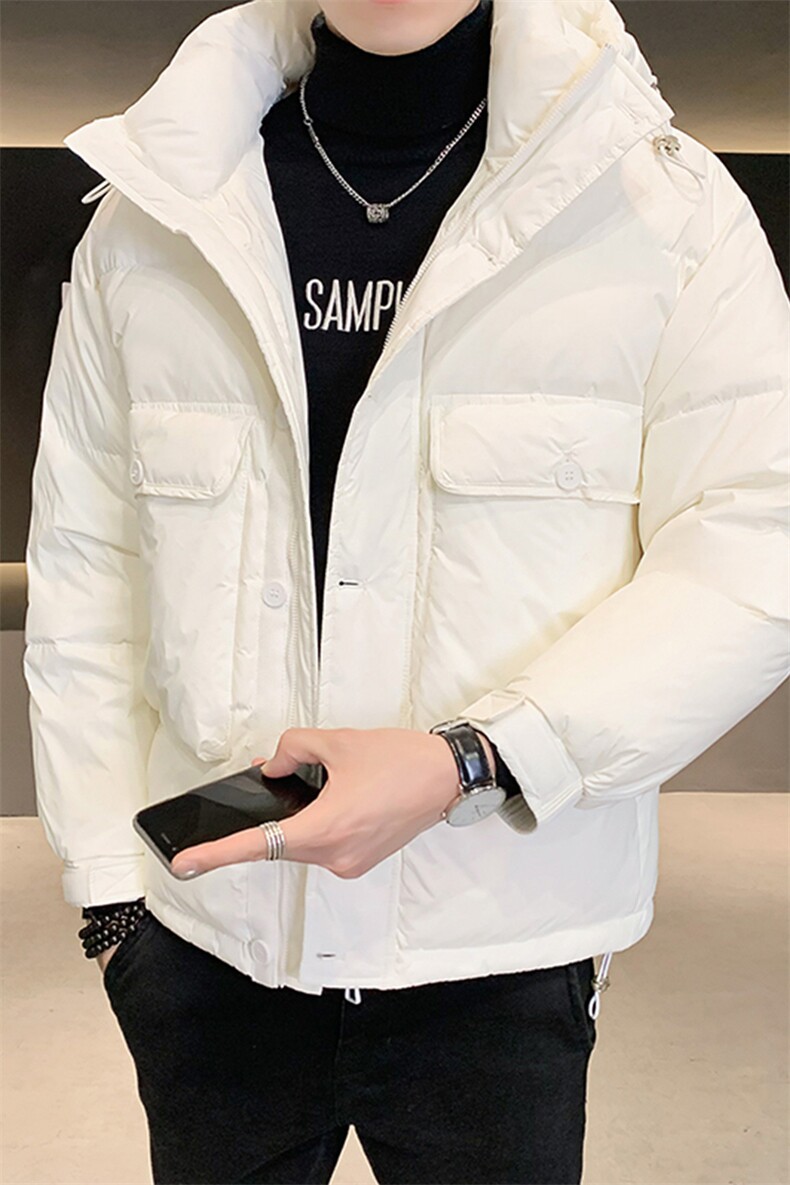 2025冬季纯色连帽加厚保暖短款白鸭绒羽绒服休闲外套YR8035-P200,男装羽绒服,电商A413