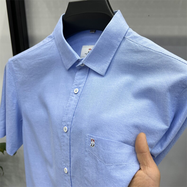 FN824816纯棉牛津纺男士短袖衬衣长期款大主推备货足,男装衬衫,钱塘207-1