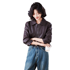 皮夹克短款外套女小个子春秋2024年新款高级感气质女装休闲PU皮衣，女装皮衣，江南女神