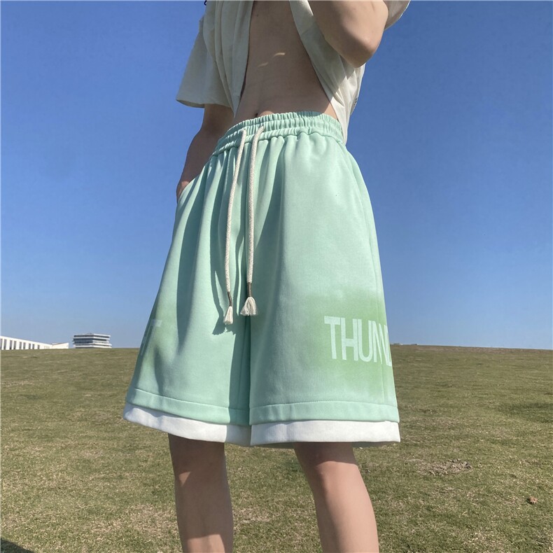 抖音品质港风夏季新款字母印花宽松五分裤B315-K24157-特p30控58图片