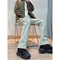 B221美式ins高街小众百搭纯色微喇牛仔裤LK22087-P55控78，男装牛仔裤，电商B221
