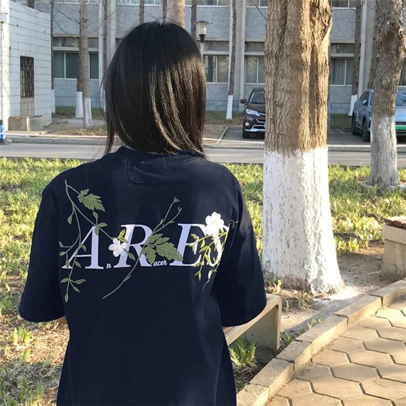 万针全刺绣工艺抖音得物高品质260克重磅纯棉双纱美式高街短袖T恤,男装T恤,电商A486