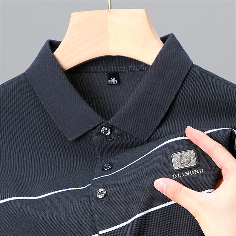 2023夏季polo衫男士短袖t恤薄款翻领半袖爸爸装商务休闲潮牌衣服图片