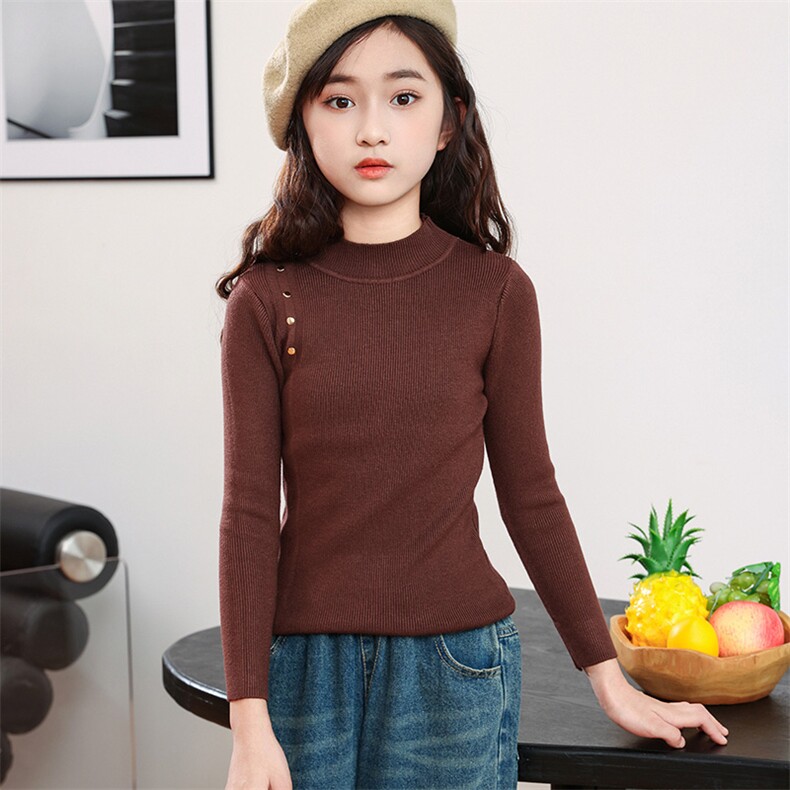 时尚女童韩版针织衫优雅可爱长袖毛衣舒适百搭春秋款，童装儿童针织衫，暖姿羊绒童装店