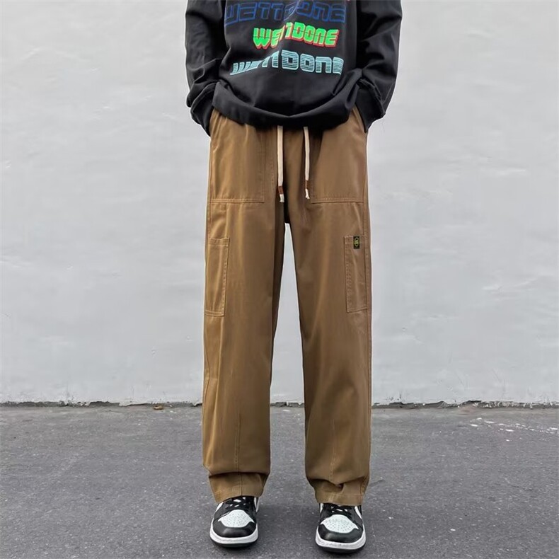 工装裤男2024春秋日系休闲长裤潮牌ins高街直筒阔腿裤K5725-P38，男装工装外套，星座412-3
