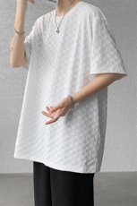 8XL-M特大码短袖男夏季港风棋盘格子T恤冰丝半截五分袖DX323P35，男装T恤，电商D206-1