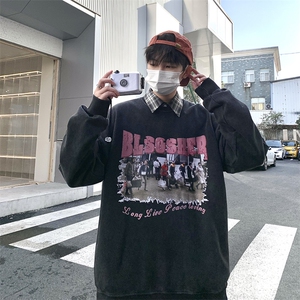 B266-T03-P60 23春季新款水洗做旧宽松休闲情侣卫衣图片