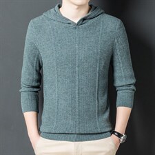 秋冬新款毛衣中青年男士连帽针织衫外套厚款羊毛毛衣BYM303-P175图片