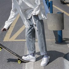 送腰带kz01港风中性风男女老爹青四季直筒休闲牛仔裤b，男装牛仔裤，星座1008