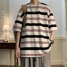 703-T315-P35夏季精梳棉柔软舒适休闲条纹T恤，男装T恤，星座703