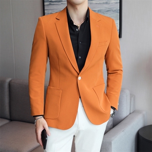 26做货-男士休闲西装修身韩版西服外套小西装上衣DX6810P165,男士套帽搭配图片