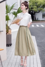 新中式民国风连衣裙女2025年新款夏季复古小清新改良旗袍两件套装，女装套装/套裙，唯婧