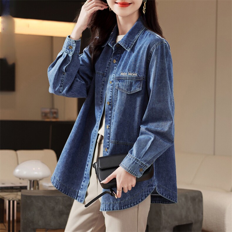清仓捡漏~牛仔衬衫女短外套春秋2025新款叠穿上衣大码女装薄衬衣，女装衬衫，丽影随形