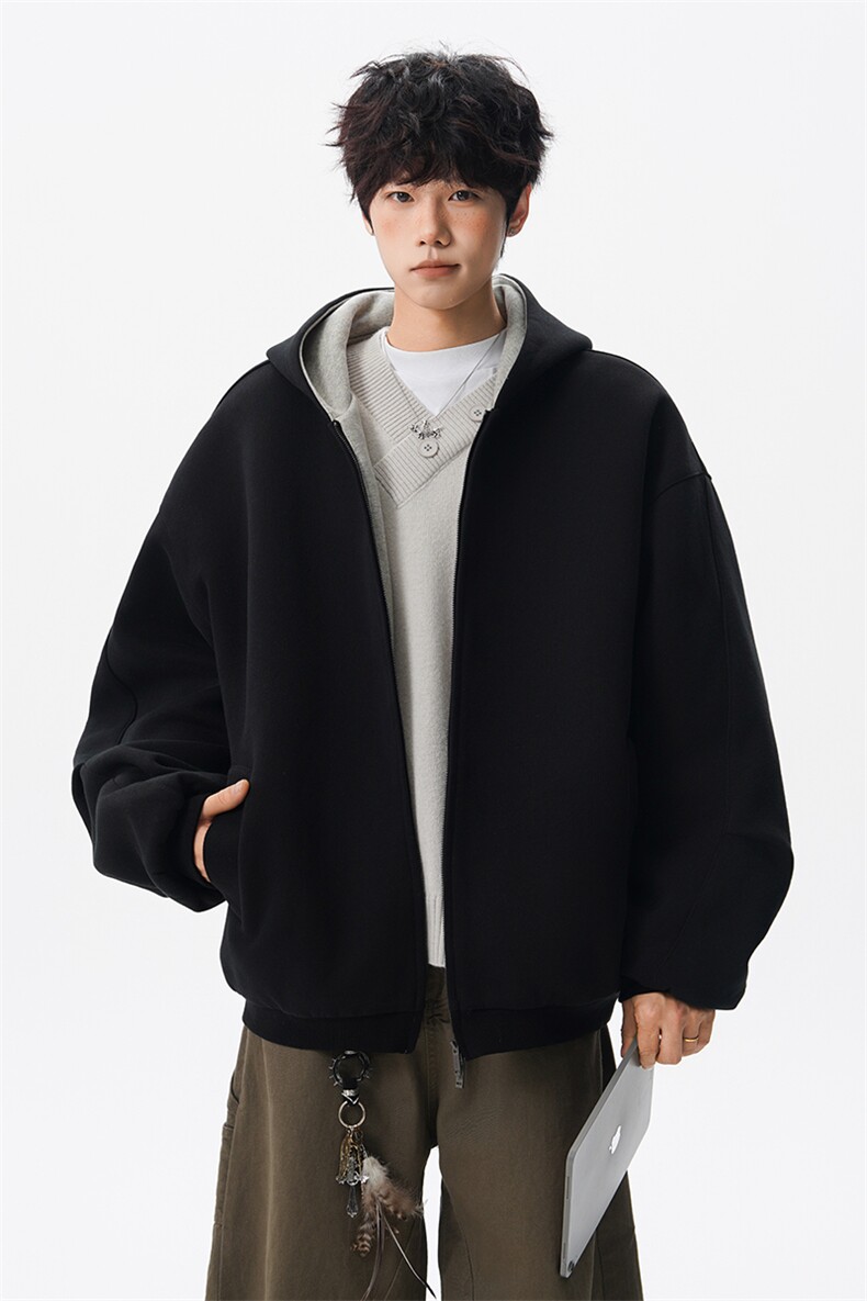 8XL-M500克潮牌百搭卫衣男美式情侣连帽撞色休闲廓形外套WY33P68,女装短外套,电商D206-1