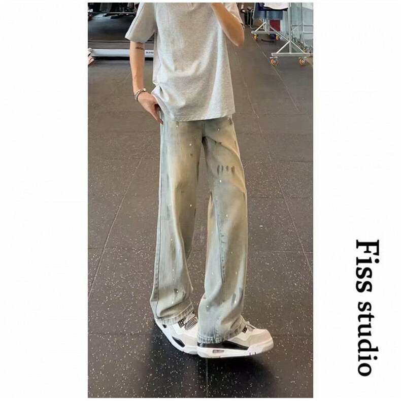 AK2081-P50美式高街vibe宽松直筒修身百搭半松紧牛仔裤,女装休闲裤,星座617A-2
