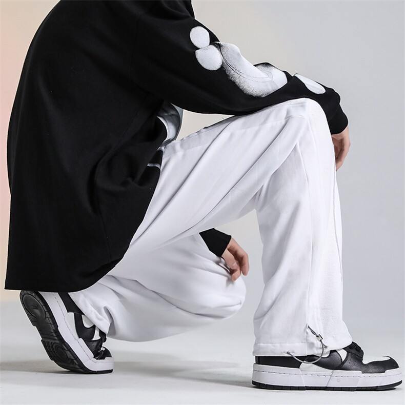 高街品质高街设计潮牌裤男垂坠感宽松阔腿男裤DK7861-P60-控78,男装休闲裤,星座717