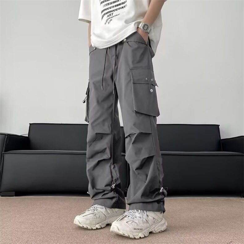 工装裤男秋季潮牌美式机能防水冲锋裤多口袋宽松直筒休闲长裤,男装工装外套,星座1013
