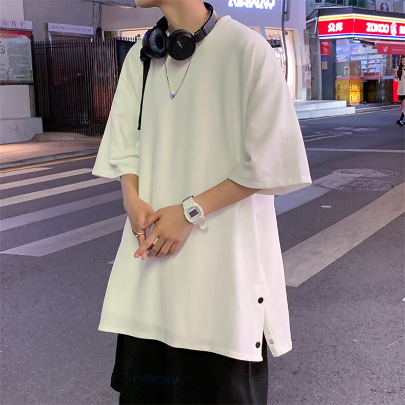 T3053/P25短袖男士潮流宽松开衩体恤打底衫夏季半袖T恤男简约上衣,男装T恤,电商A141