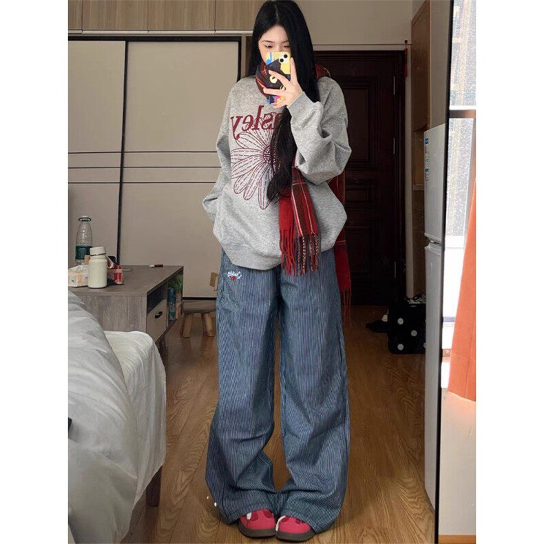 抖音质量美士复古条纹牛仔裤ZK0327-P55图片