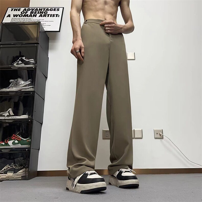 复古港风直筒西装裤男ins高街设计感小众直筒垂感休闲裤XK302-P50,男装休闲裤,电商A178