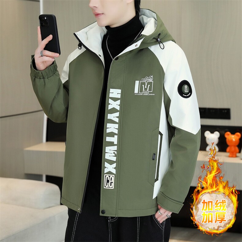 加绒加厚连帽夹克男秋冬时尚潮流加厚棉衣男外套MY1686-P73,男装夹克,星座310B-3