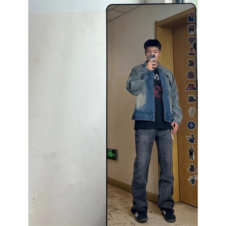 【有货】cleanfit水洗做旧短款牛仔外套美式工装夹克JK03HH-特P78,男装夹克,星座1007（原301D）