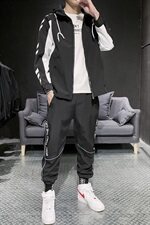 长袖外套卫衣套装男潮流休闲运动连帽两件套，男装套装，星座1113