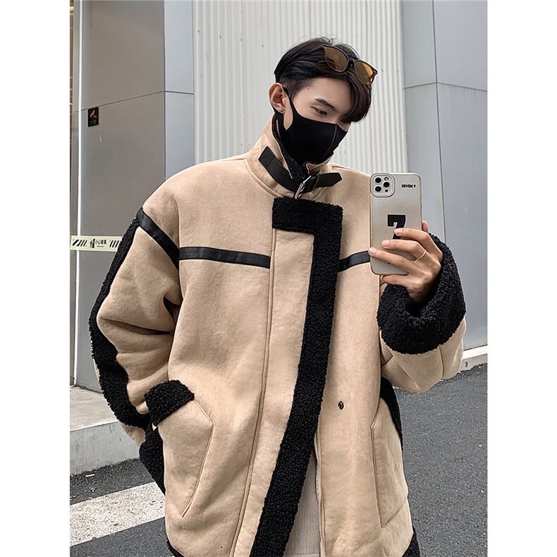 港风麂皮绒皮毛一体羊羔毛棉衣男夹克潮棉衣男YG7538P145控188，男装夹克，星座227-7