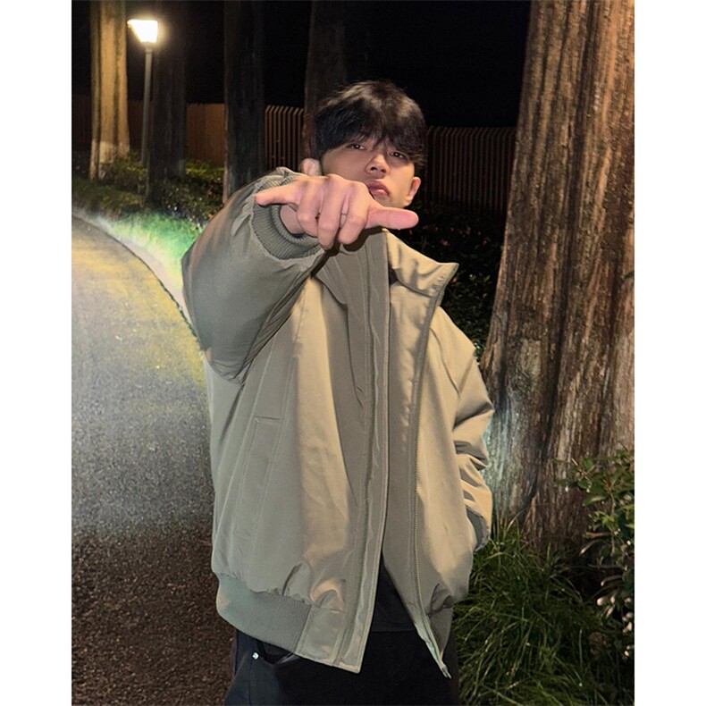 现货美式高街休闲棉衣夹克三防立领纯色户外工装加厚棉服外套,男装夹克,电商A486