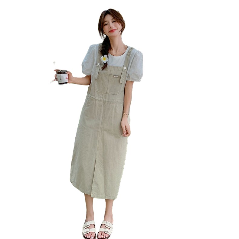 【新品】现货T恤+背带裙两件套套装A15款P145控198,女装连衣裙,2D045