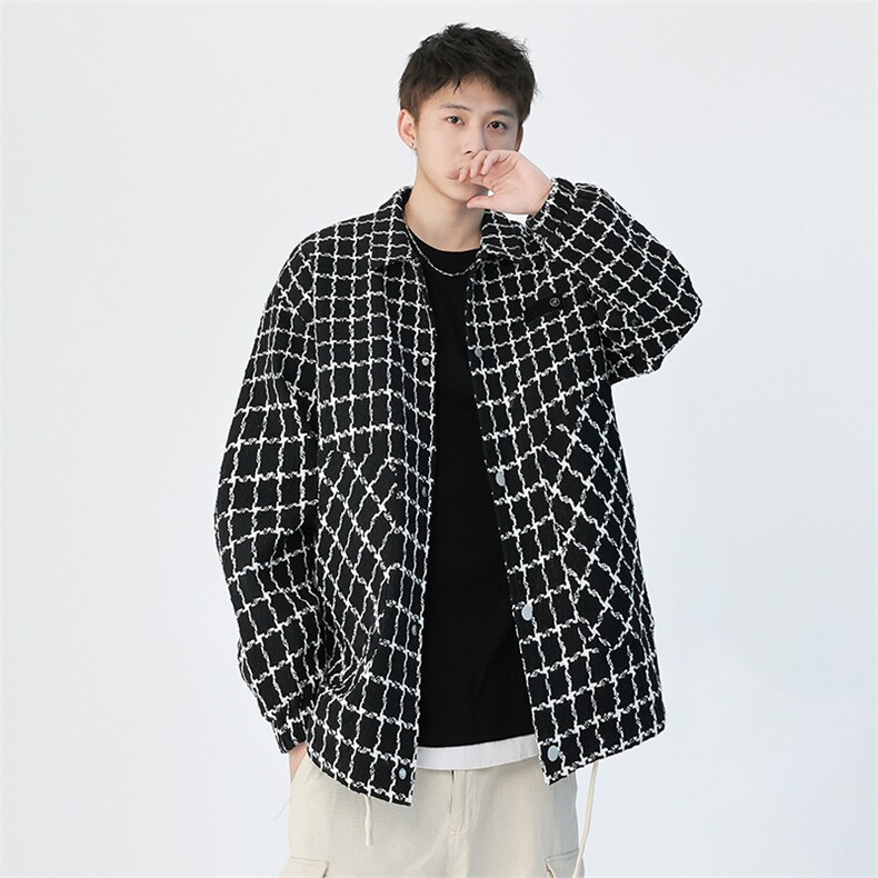 潮流宽松大码夹克休闲格子外套A161-B222-P78,男装夹克,电商A161