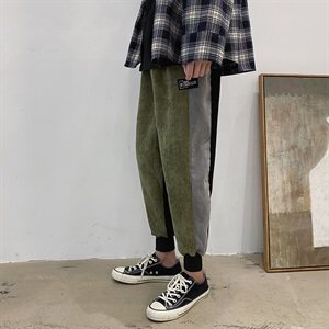 20秋装港风大码潮流工装灯芯绒宽松九分小脚休闲男裤K1017-P45图片