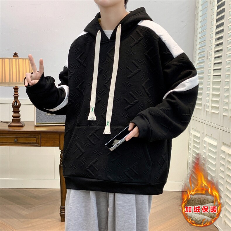 新款冬季套头提花卫衣男潮流宽松青少年休闲外套上衣WY9901P58,男装卫衣,电商A086