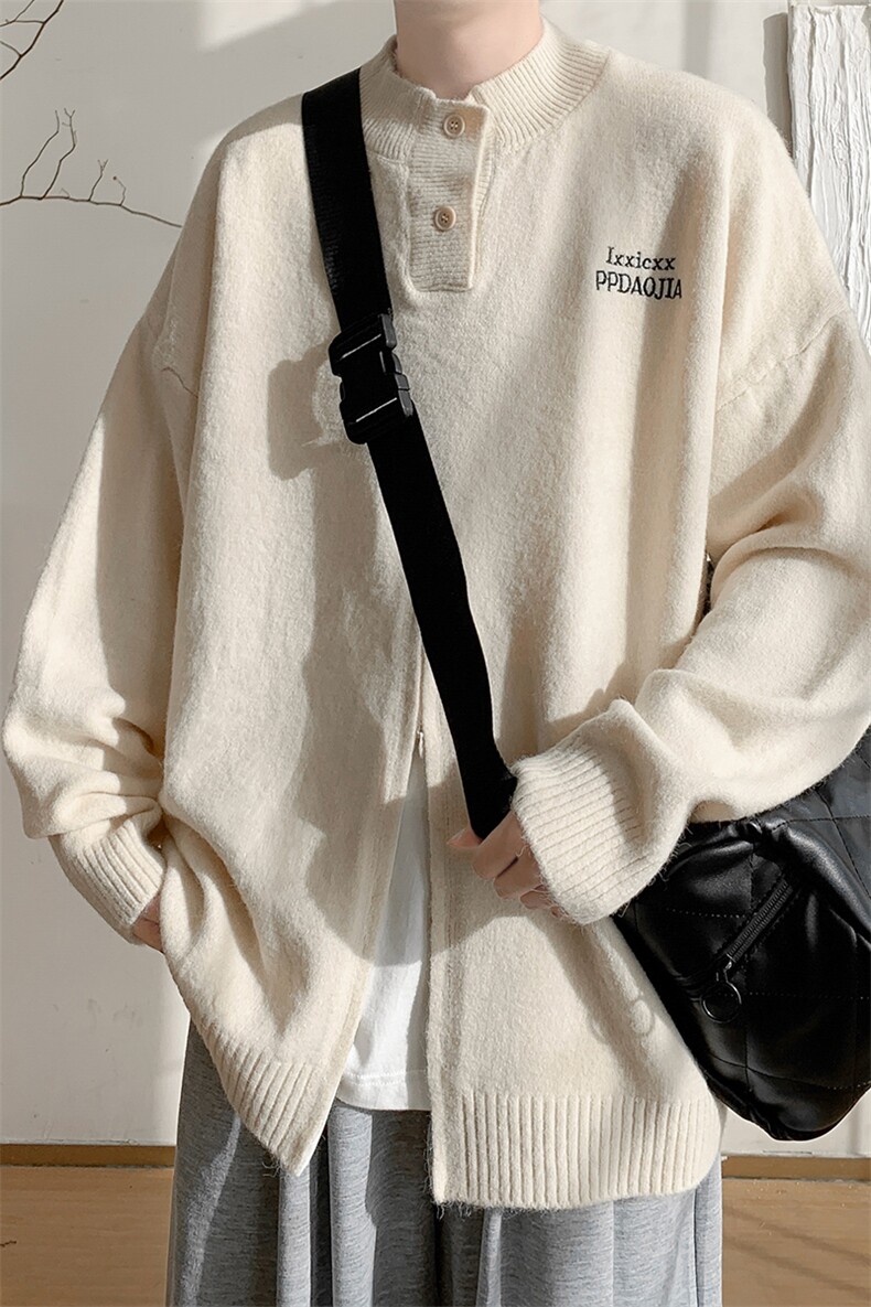 休闲毛衣外套男生秋季校园风简约大码开衫cleanfit立领设计上衣服,男装针织衫/毛衣,电商A001-1