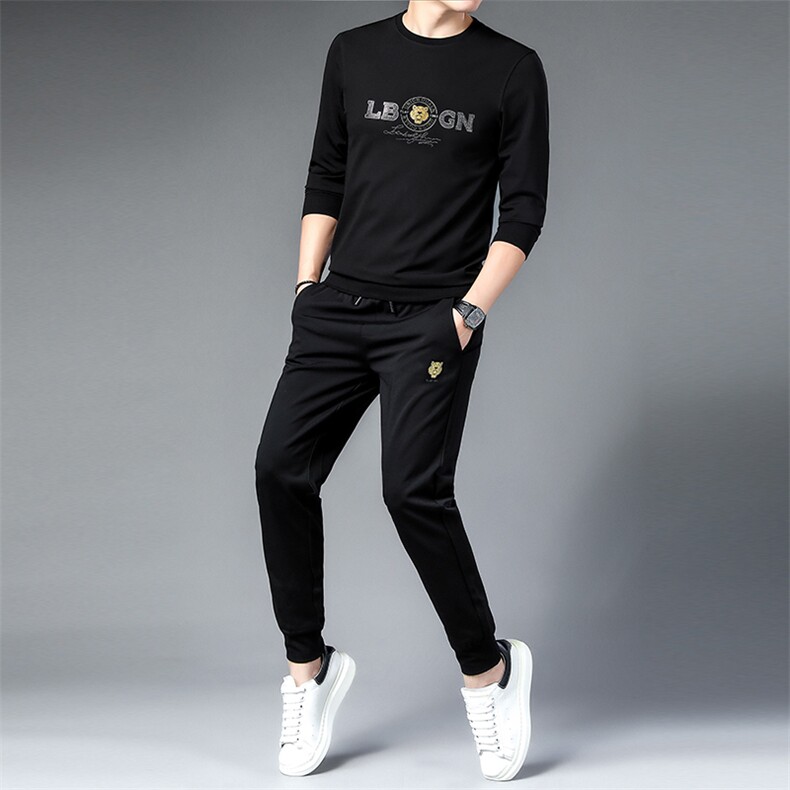 SA9680-2钱塘2020-2新款时尚休闲帅气中青年男士圆领卫衣套装P140,男装休闲套装,钱塘207-2