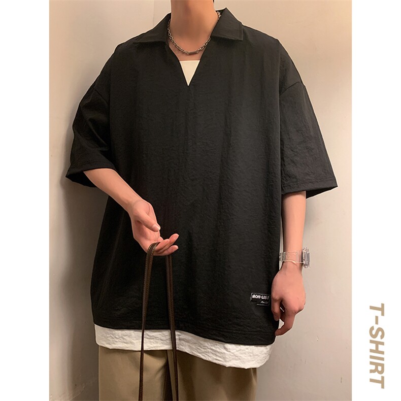 冰氧仿棉短袖港风暖光体恤休闲百搭纯色POLO衫男上衣TC3143-P35,男装Polo衫,星座717
