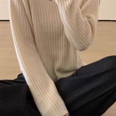 秋季新款纯色针织圆领套头上衣时尚百搭，女装针织衫/毛衣，泰沅羊绒