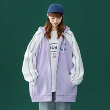 2023春季新品简约笑脸撞色拼接宽松连帽开衫卫衣B107P55控68，男装卫衣，A247A