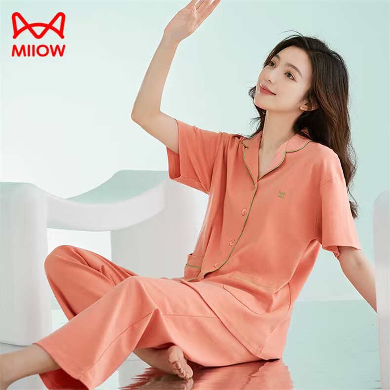2025年秋季新款亲肤透气可外穿薄款宽松短袖长裤家居服时尚休闲,女装套装/套裙,泰合衣坊