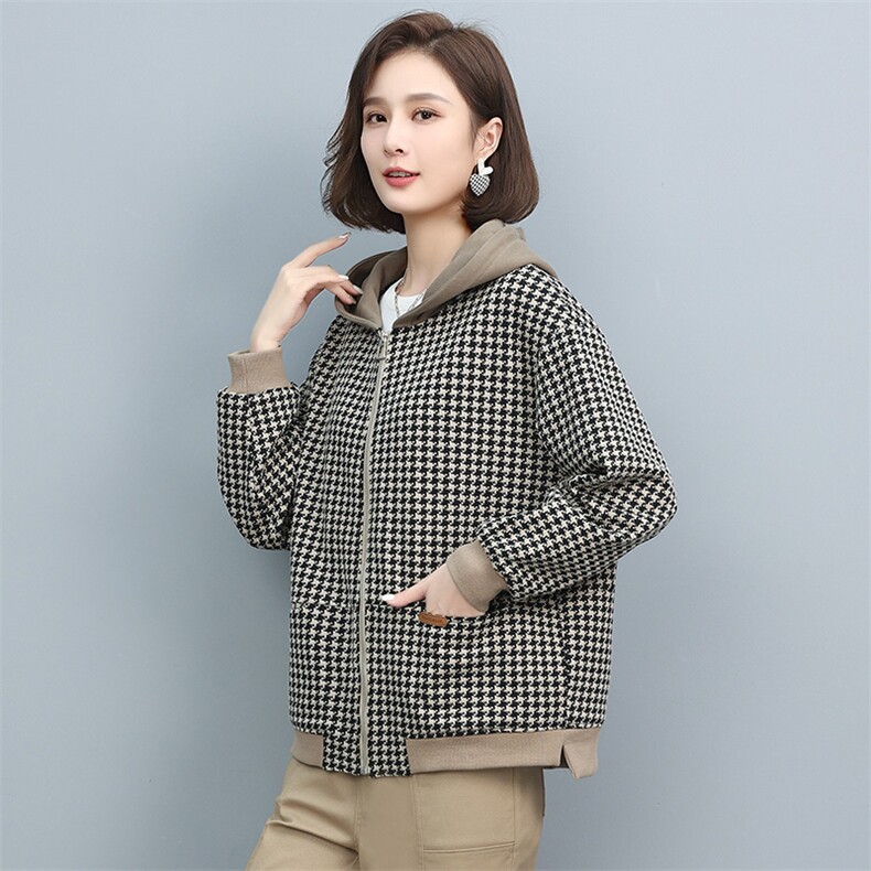 加绒加厚2024秋冬款新款中老年妈妈短款外套女秋冬装卫衣中年上衣,女装短外套,丽影随形