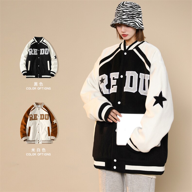 冬款中性加棉加厚个性棉衣外套毛巾绣棒球服男士8133-P120控价158图片