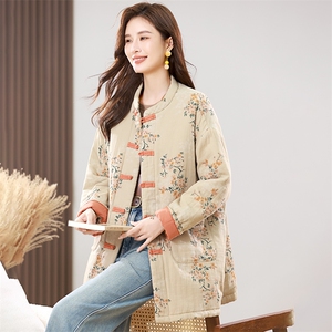 2025冬装新款修身保暖时尚菱形格连帽个性女士棉服外套图片