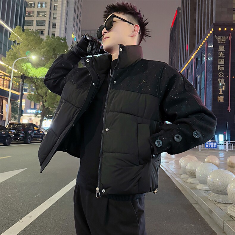 AY102/P118控158秋冬季社会小伙百搭保暖拼接满天星棉衣男图首2,男装棉衣,星座305B-1