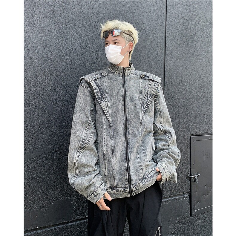 美式复古牛仔外套潮牌欧美街头cleanfit机车服夹克男W6368-P72,男装夹克,星座412-3